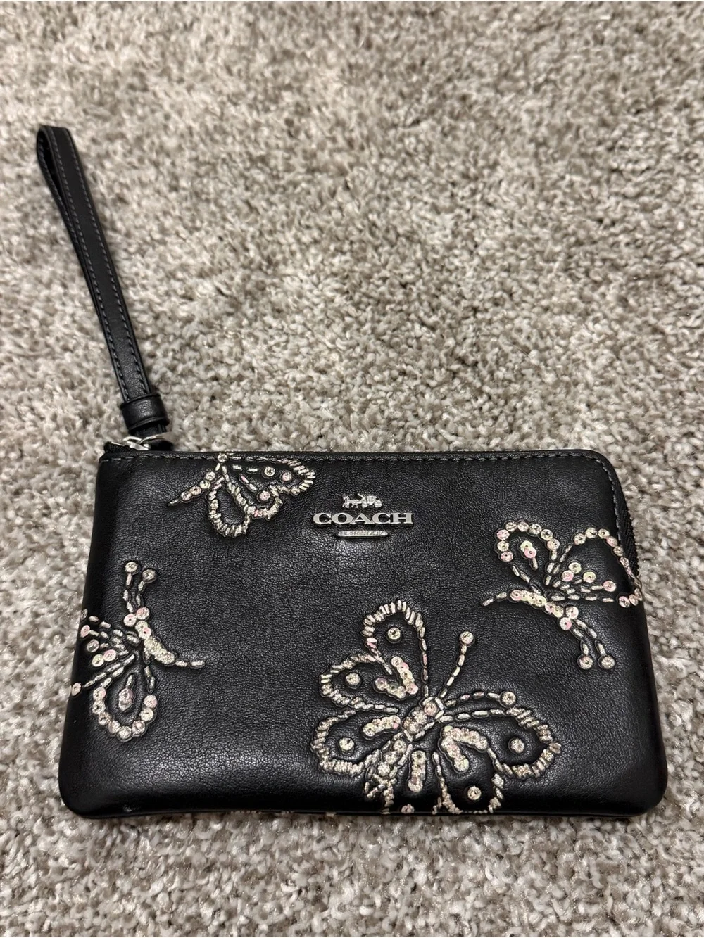 🦋 Coach Butterfly Embroidered Leather Wristlet
